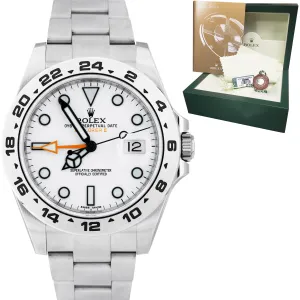Rolex Explorer II Orange POLAR WHITE Stainless Steel 42mm GMT Date Watch 216570