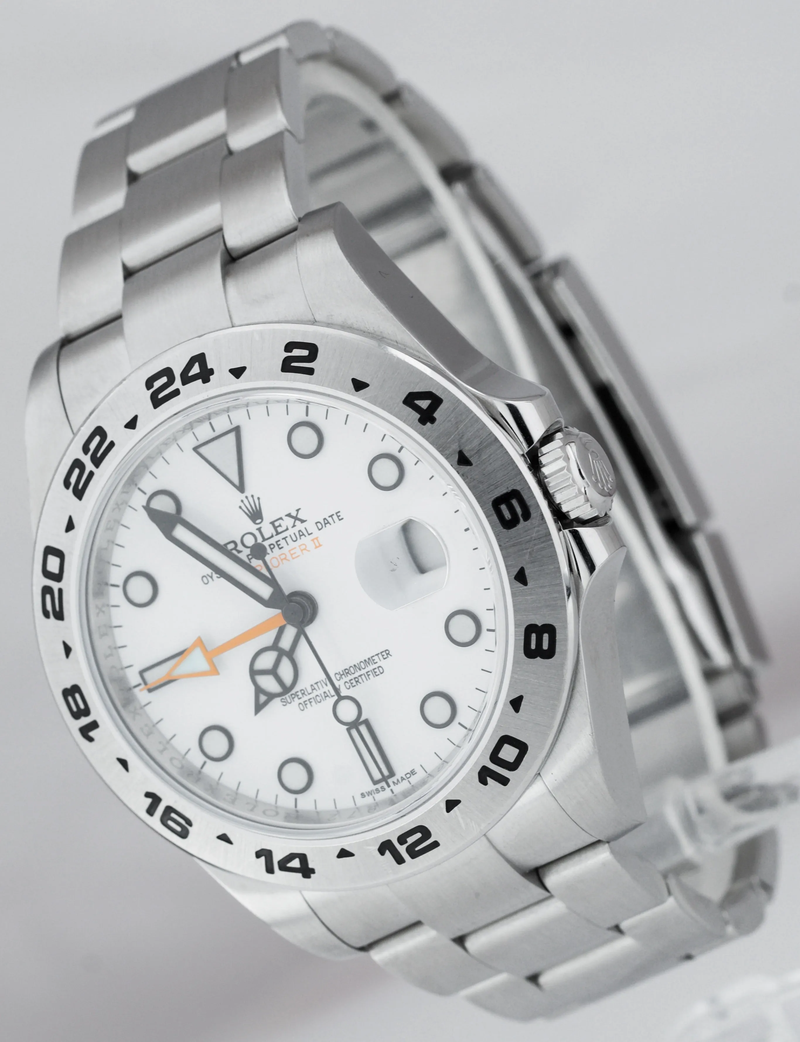 Rolex Explorer II Orange POLAR WHITE Stainless Steel 42mm GMT Date Watch 216570