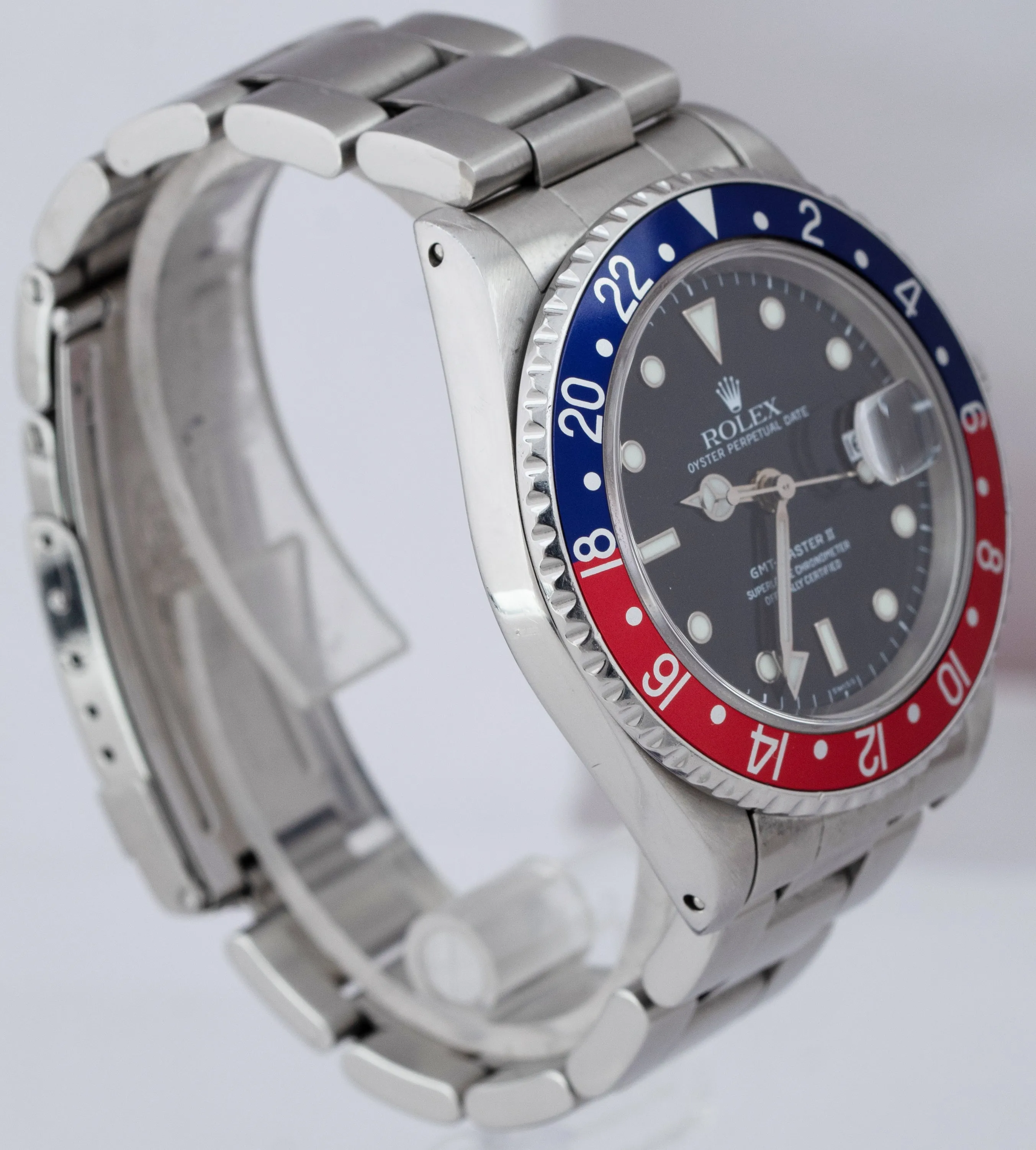 Rolex GMT-Master II 40mm PEPSI RED BLUE Stainless Black SWISS ONLY Watch 16710