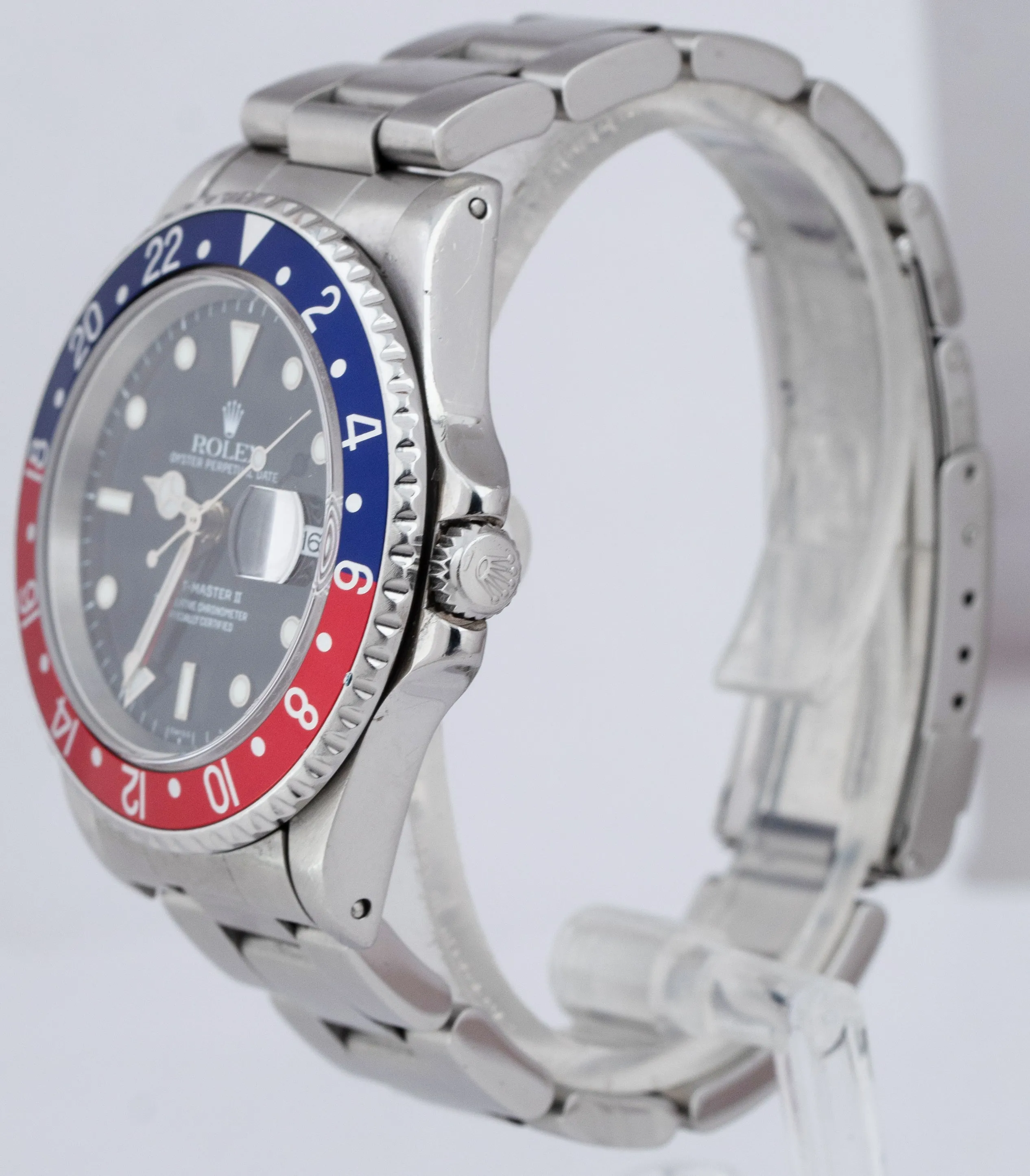 Rolex GMT-Master II 40mm PEPSI RED BLUE Stainless Black SWISS ONLY Watch 16710