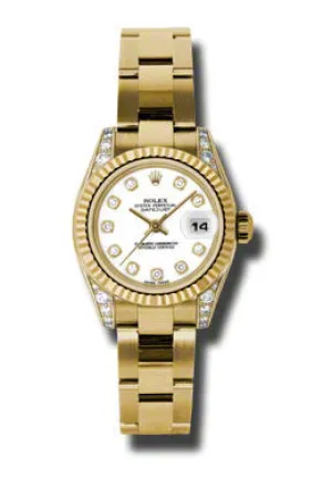 Rolex Lady Datejust 26 White Dial 18K Yellow Gold Oyster Bracelet Automatic Watch 179238WDO