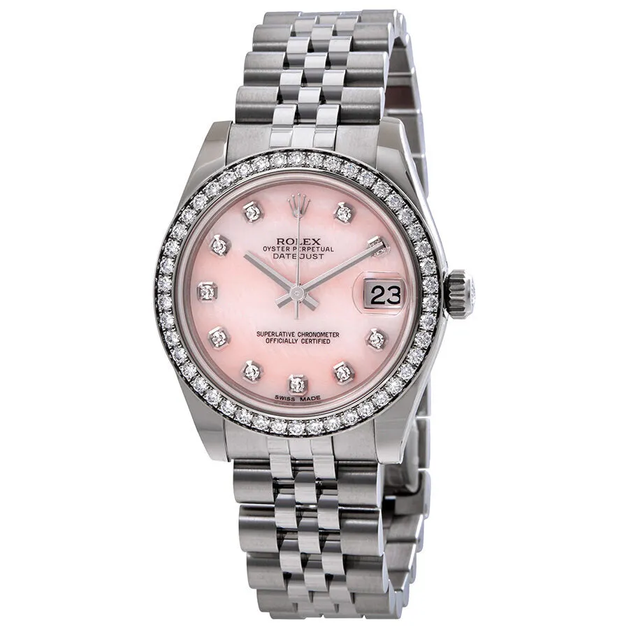 Rolex Lady Datejust 31 Pink Mother of Pearl Diamond Dial Steel and 18K White Gold Watch 178384PMDJ