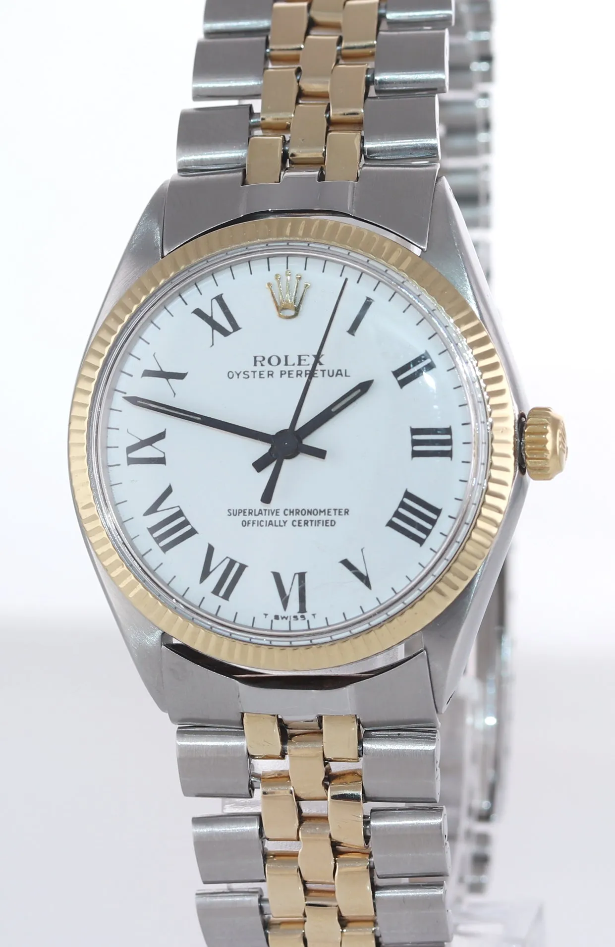 Rolex Oyster Perpetual Air-King 18k Gold Steel Two Tone Buckley 5501 34mm Watch