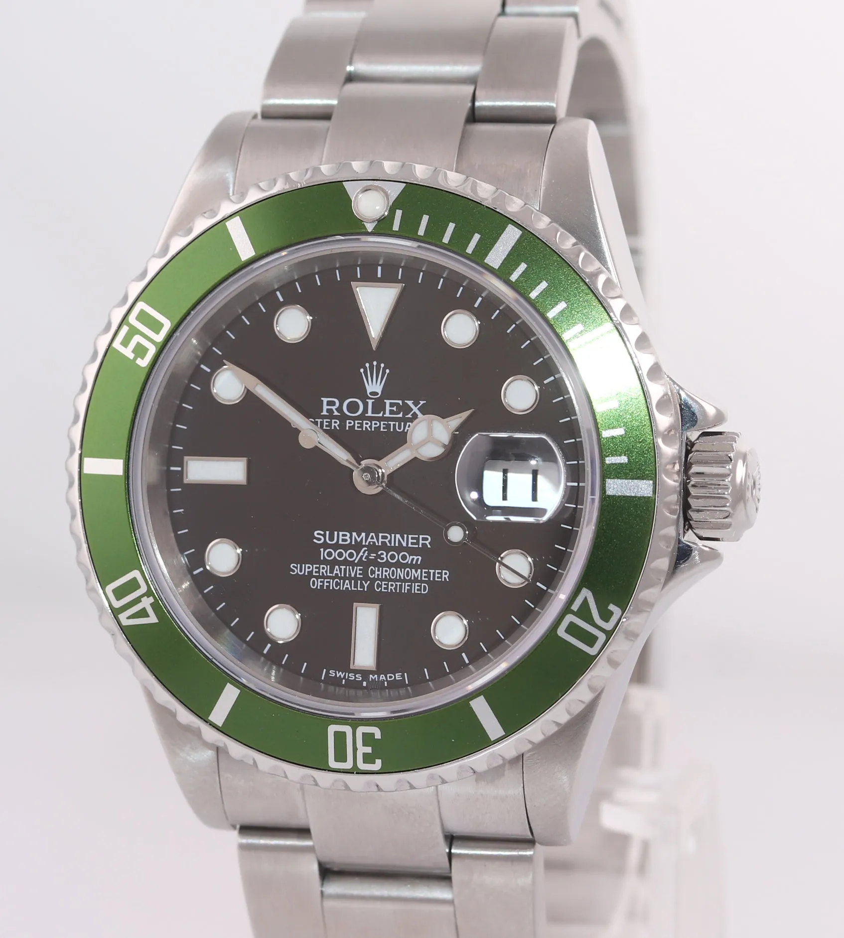 ROLEX Rolex 16610LV Rolex Submariner Kermit 40mm Green Anniversary Watch 40mm