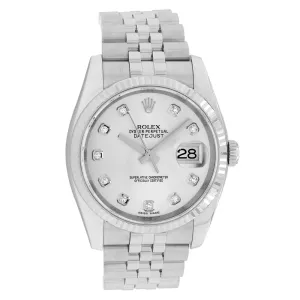 Rolex Stainless Steel 18K White Gold Diamond Datejust 36 116234