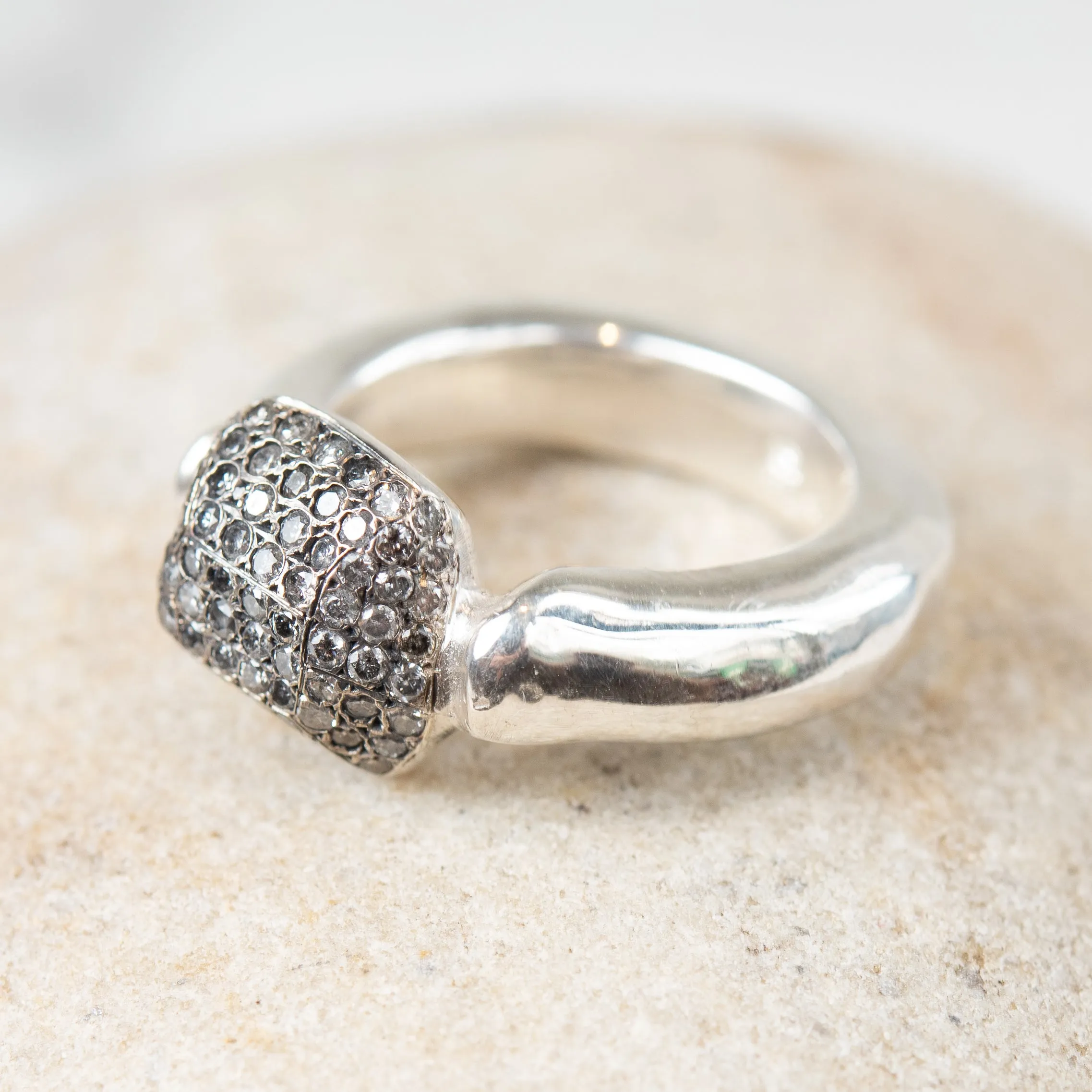 Rosa Maria "Soho" Silver and Icy Grey Diamond Ring