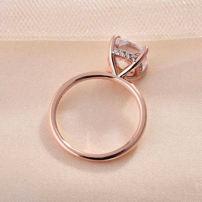 Rose Gold 3.0 Carat Cushion Cut Engagement Ring