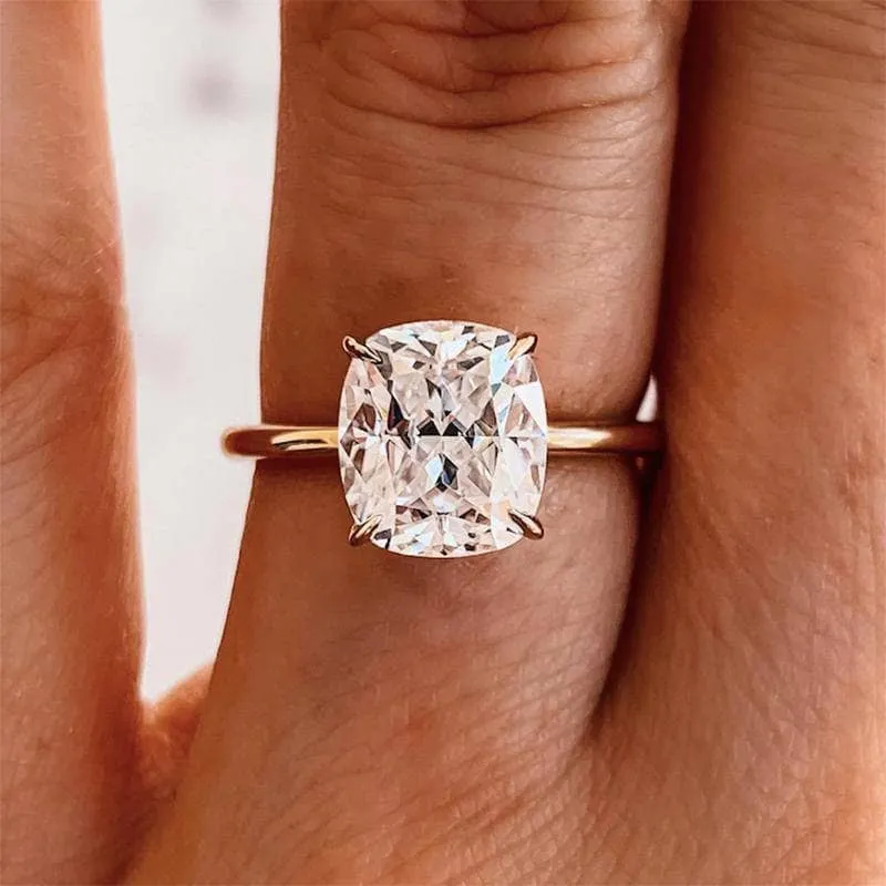 Rose Gold 3.0 Carat Cushion Cut Engagement Ring