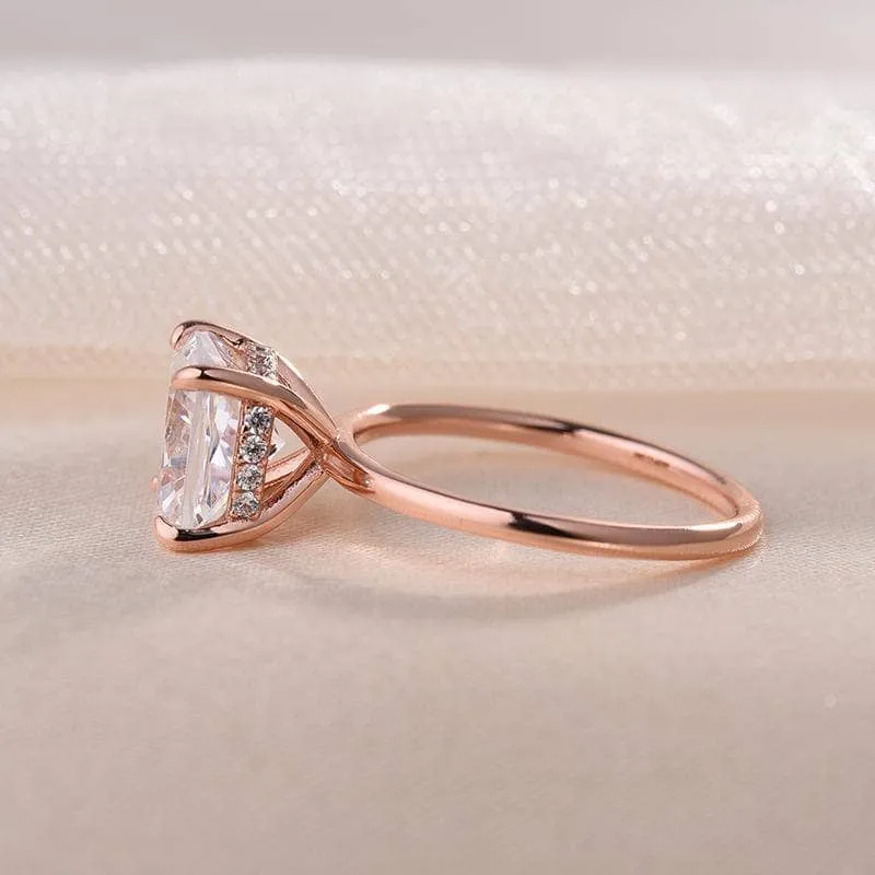 Rose Gold 3.0 Carat Cushion Cut Engagement Ring