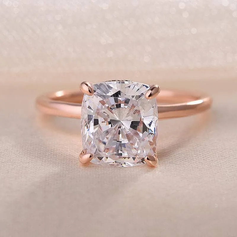 Rose Gold 3.0 Carat Cushion Cut Engagement Ring