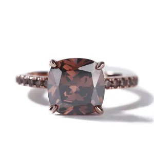 Rose Gold Cushion Cut Chocolate Stone Engagement Ring