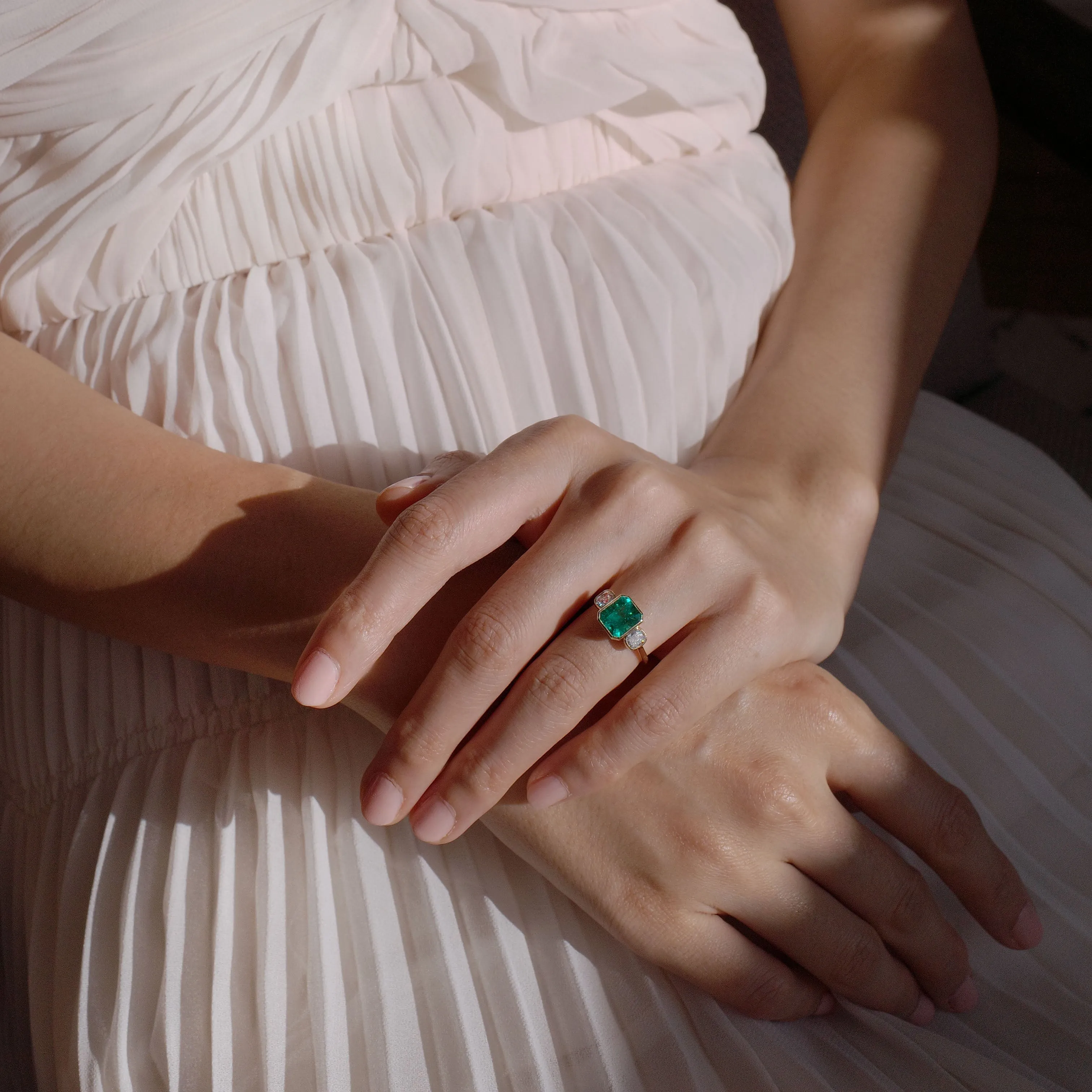 Rosie Emerald and Diamond Ring