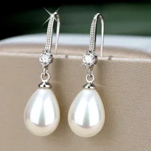 Rosy Lane Beautiful Teardrop Pearl Zircon Earrings