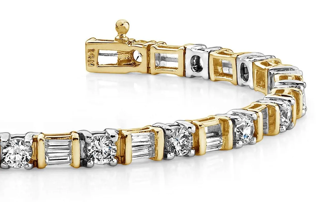 Round And Baguette Lab-Grown Diamond Bracelet with 4.56 ct.(finished) 3.5x1.5mm, 3mm