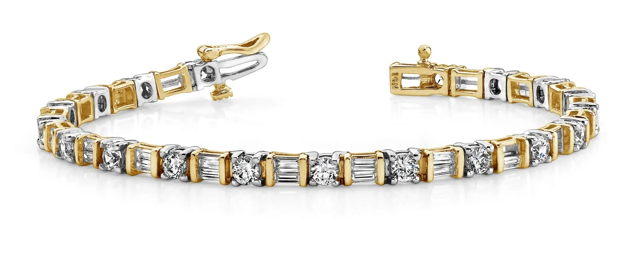 Round And Baguette Lab-Grown Diamond Bracelet with 4.56 ct.(finished) 3.5x1.5mm, 3mm
