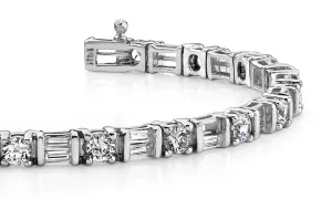 Round And Baguette Lab-Grown Diamond Bracelet with 4.56 ct.(finished) 3.5x1.5mm, 3mm