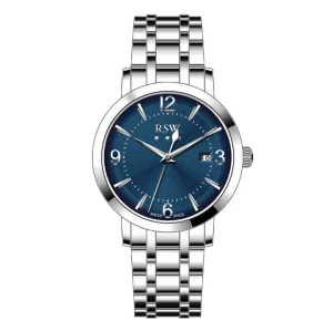 RSW Gents Blue Dial Stainless Steel Quartz Watch with Date Display