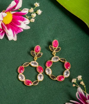 Ruby & Rose Quartz Gold-Plated Earrings