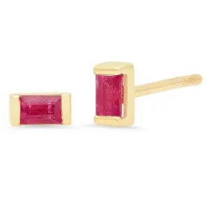 Ruby Baguette Studs