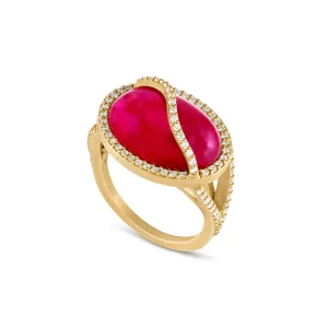 Ruby Cage Ring with Diamond Pave