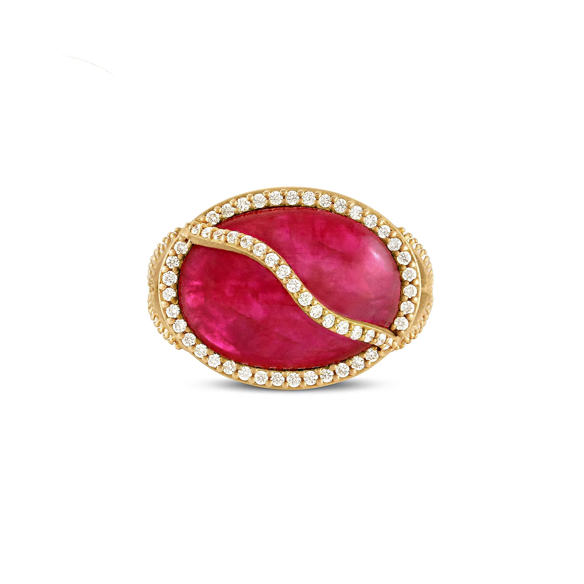 Ruby Cage Ring with Diamond Pave