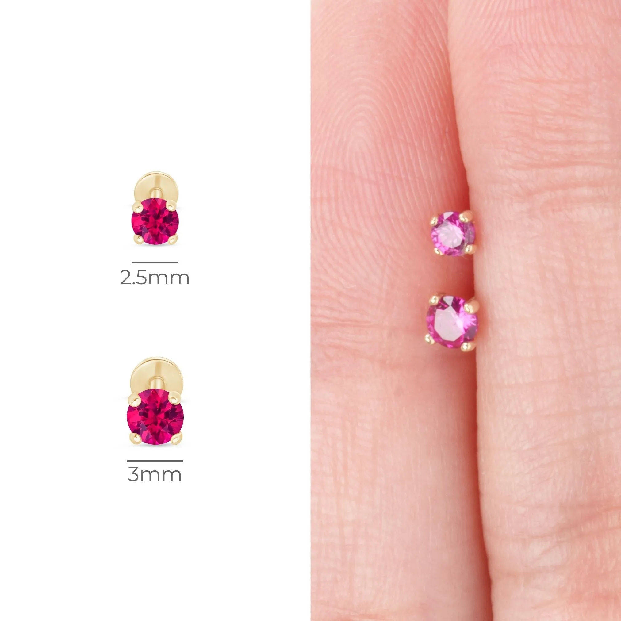 Ruby Cartilage Flat Back Earring