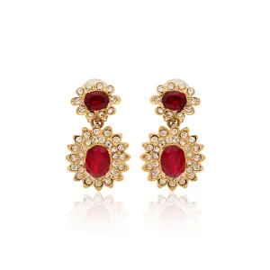 Ruby Gemstone Clip Earrings