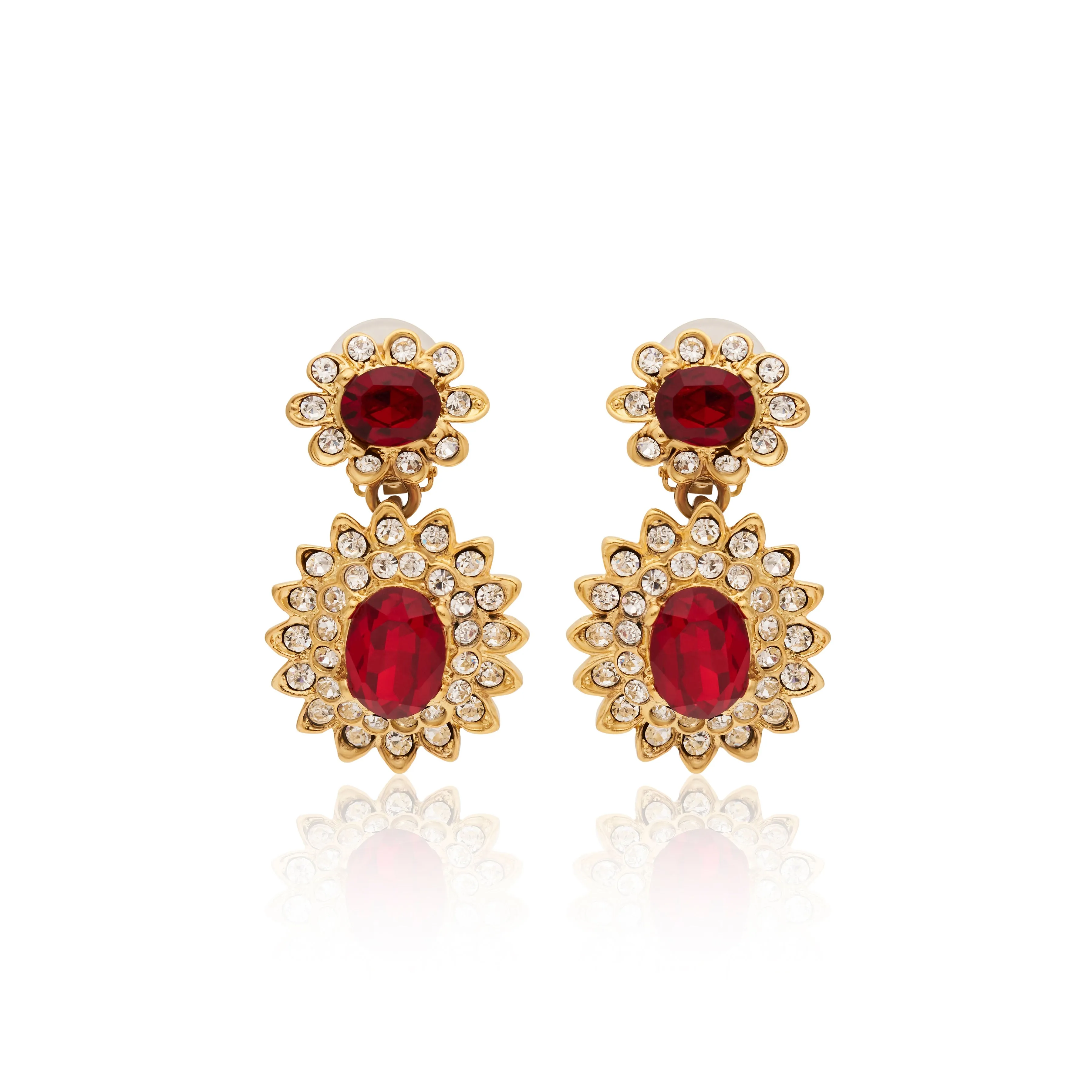 Ruby Gemstone Clip Earrings