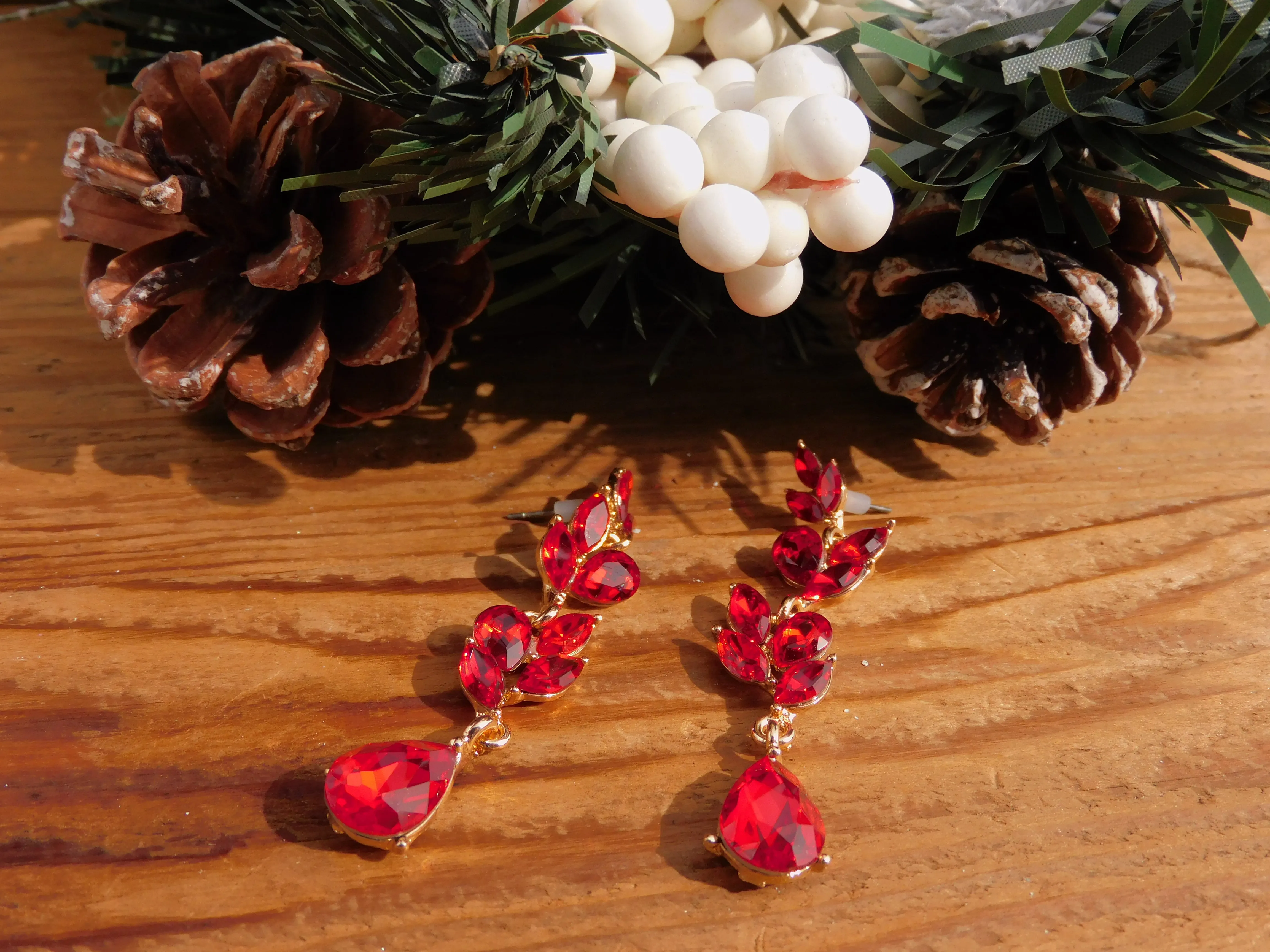 Ruby Red Crystal Earrings