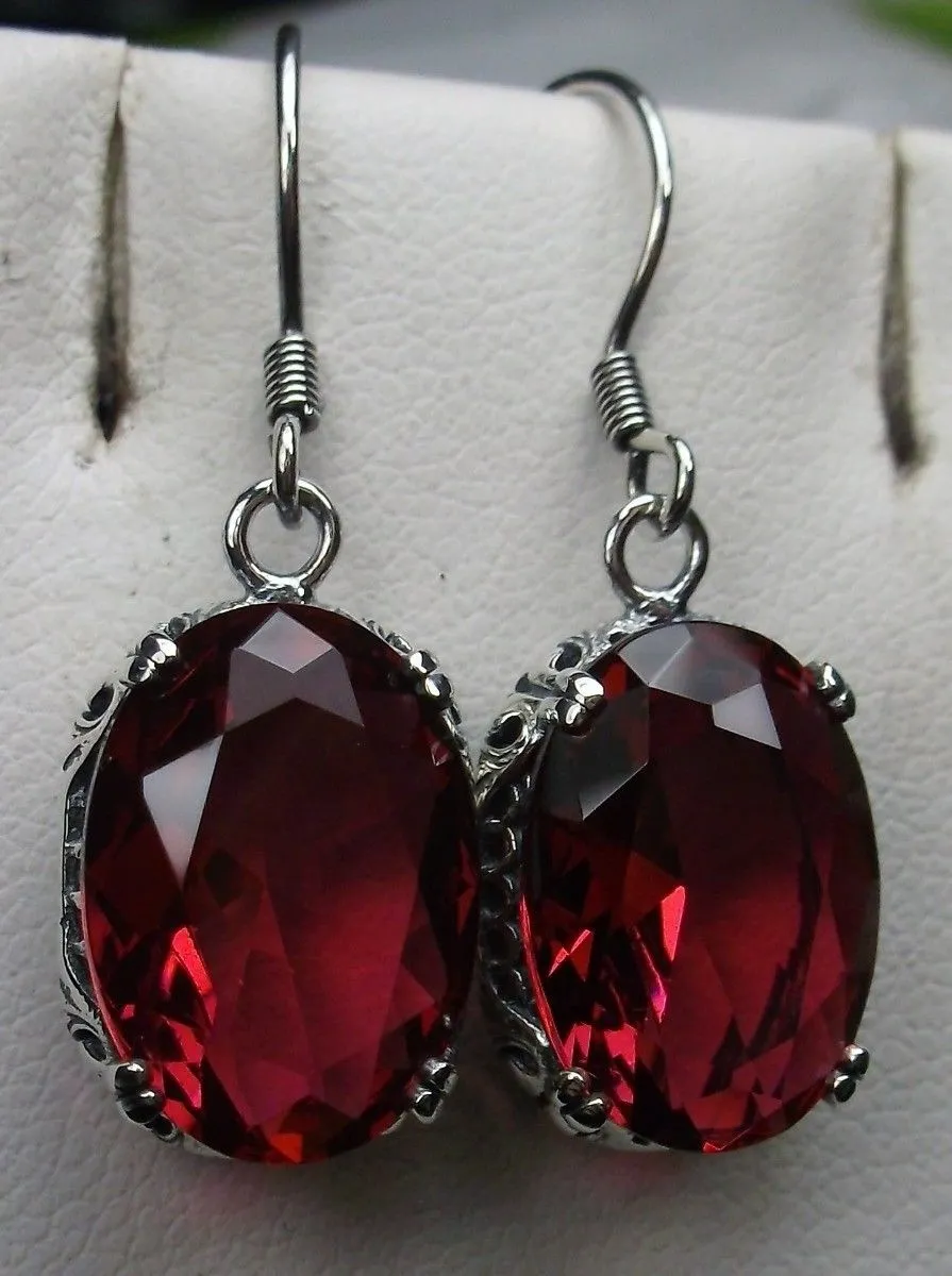 Ruby Red Earrings, Edwardian Jewelry #E70