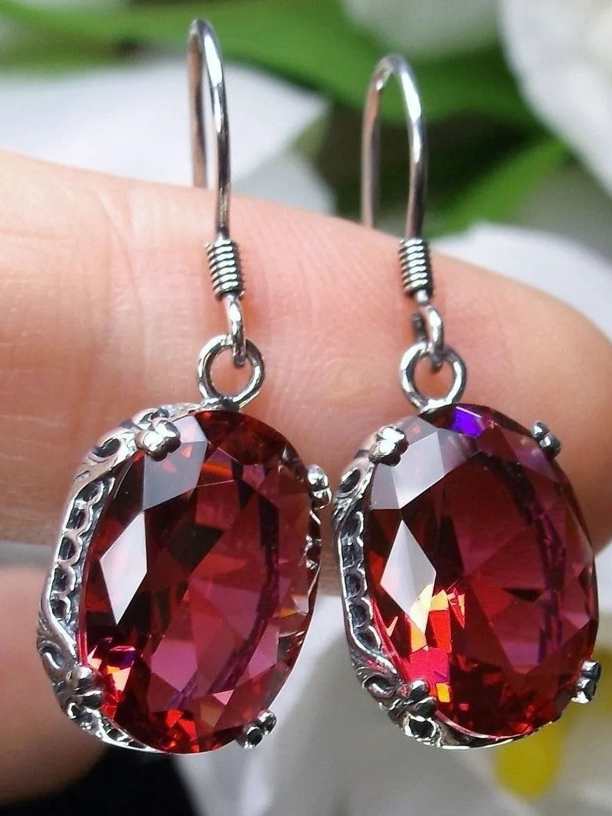 Ruby Red Earrings, Edwardian Jewelry #E70