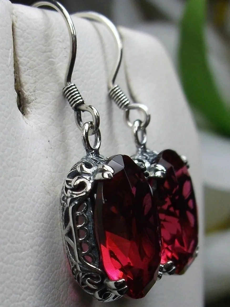 Ruby Red Earrings, Edwardian Jewelry #E70