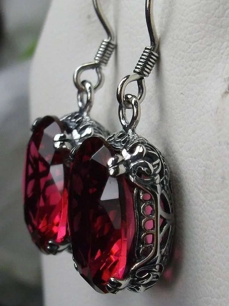 Ruby Red Earrings, Edwardian Jewelry #E70