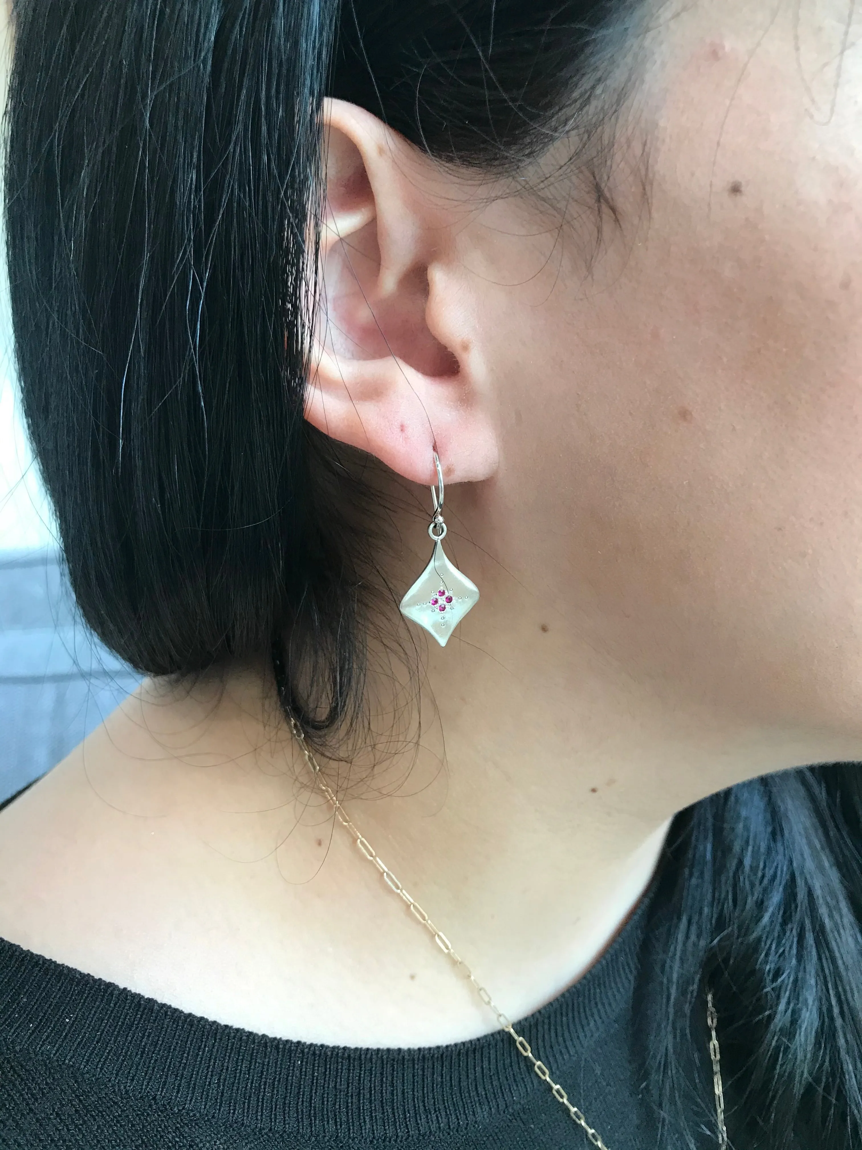 Ruby Silver Night Earrings