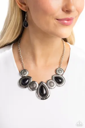 Rustic Remix - Black - Oversized Teardrop Stone Paparazzi Short Necklace
