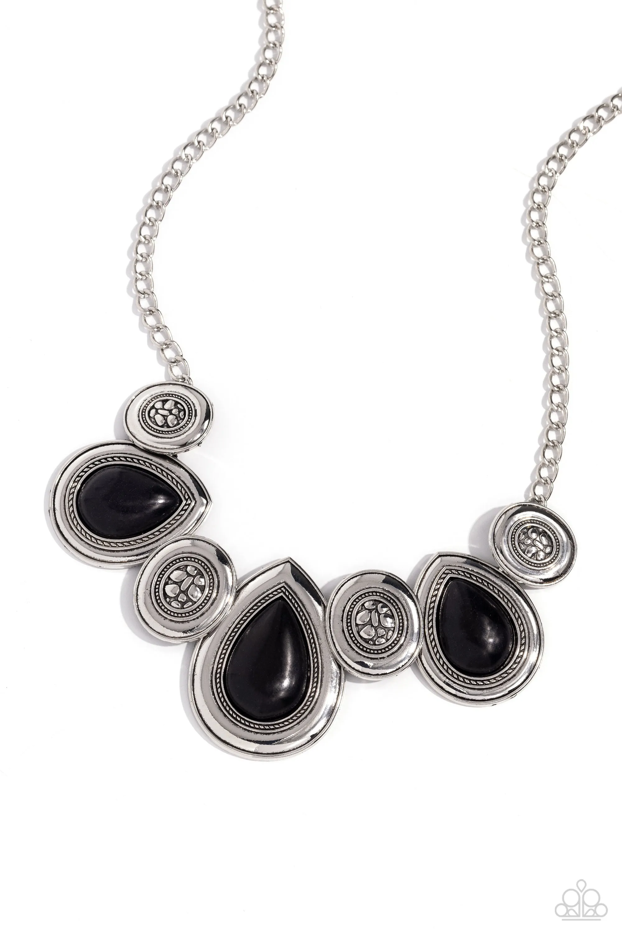 Rustic Remix - Black - Oversized Teardrop Stone Paparazzi Short Necklace
