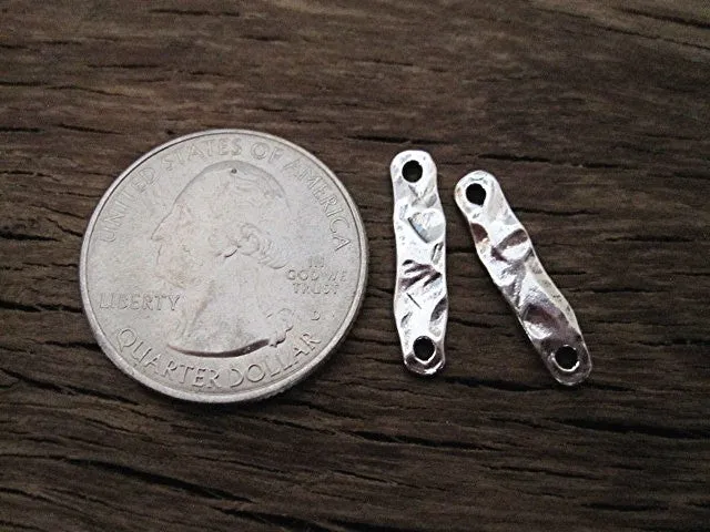 Rustic Textured Jewelry Bar Link and Connector in Sterling Silver (one link)(N)