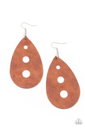 Rustic Torrent Brown Paparazzi Earrings
