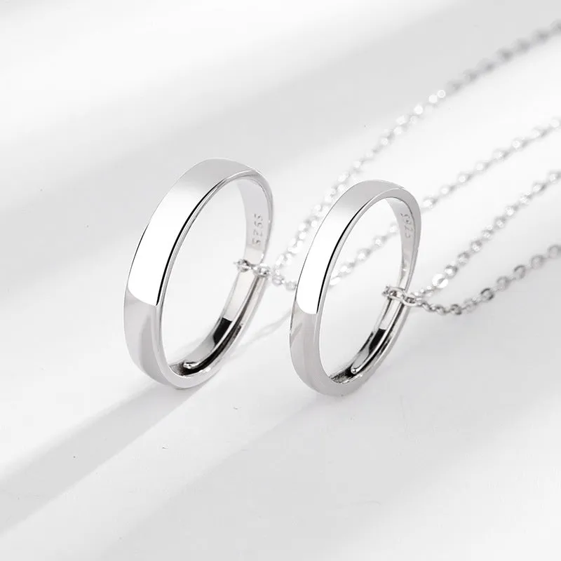 S925 Silver Ring Pendant Necklace Silver Chain For Couples