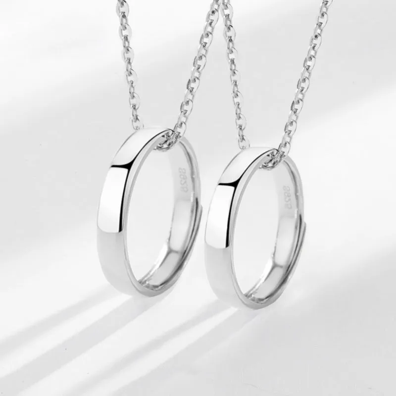 S925 Silver Ring Pendant Necklace Silver Chain For Couples