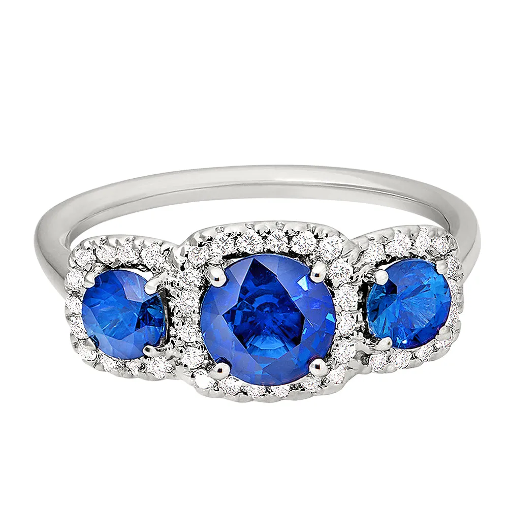 Sapphire Three Stone Engagement Ring
