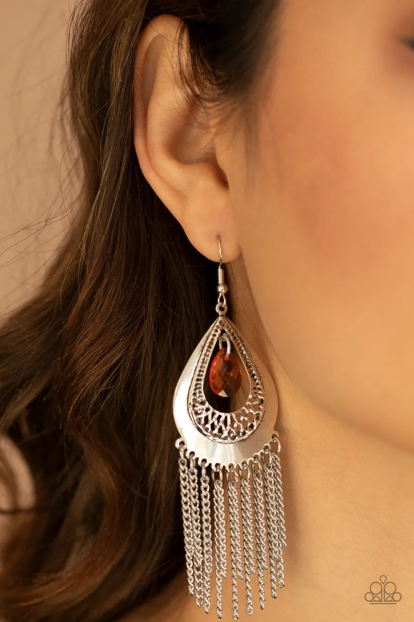 Scattered Storms Orange Paparazzi Earrings