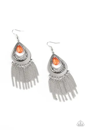 Scattered Storms Orange Paparazzi Earrings