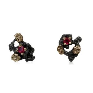 Scoria Earrings with Ruby