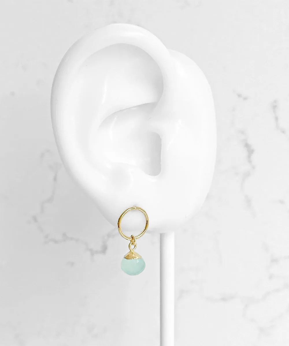Seafoam Chalcedony Circle Dangle Earrings
