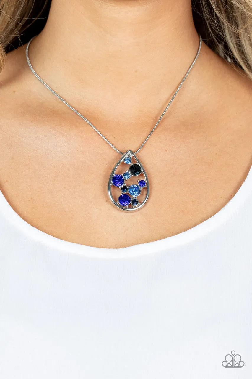 Seasonal Sophistication Blue Teardrop Rhinestone Paparazzi Necklace