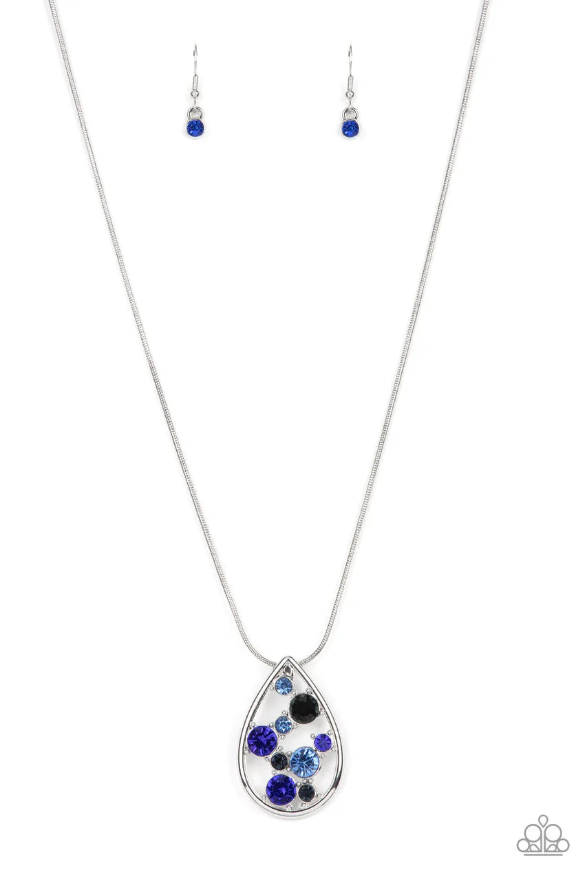 Seasonal Sophistication Blue Teardrop Rhinestone Paparazzi Necklace