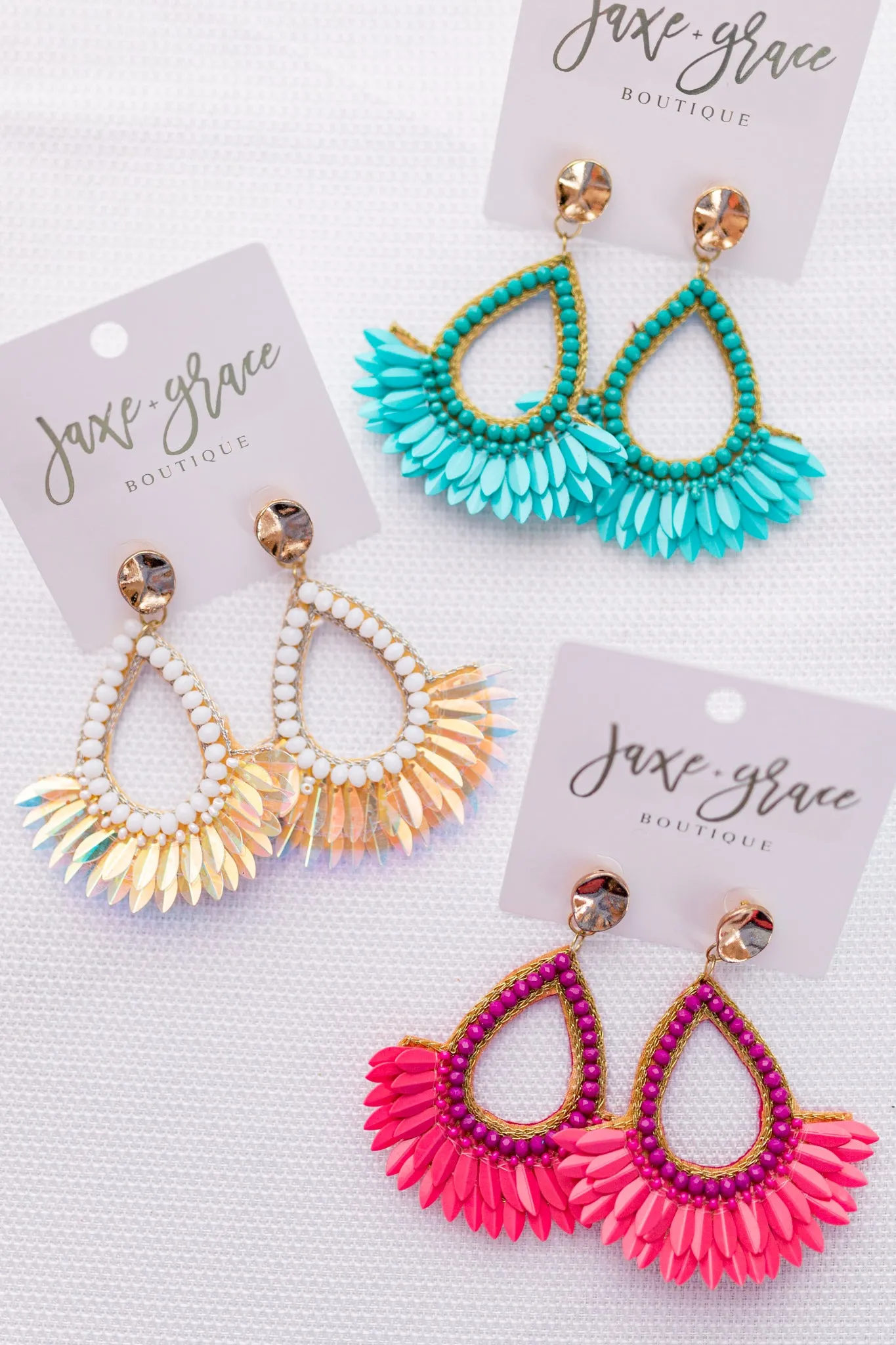 Sequin Teardrop Earrings, VARIOUS