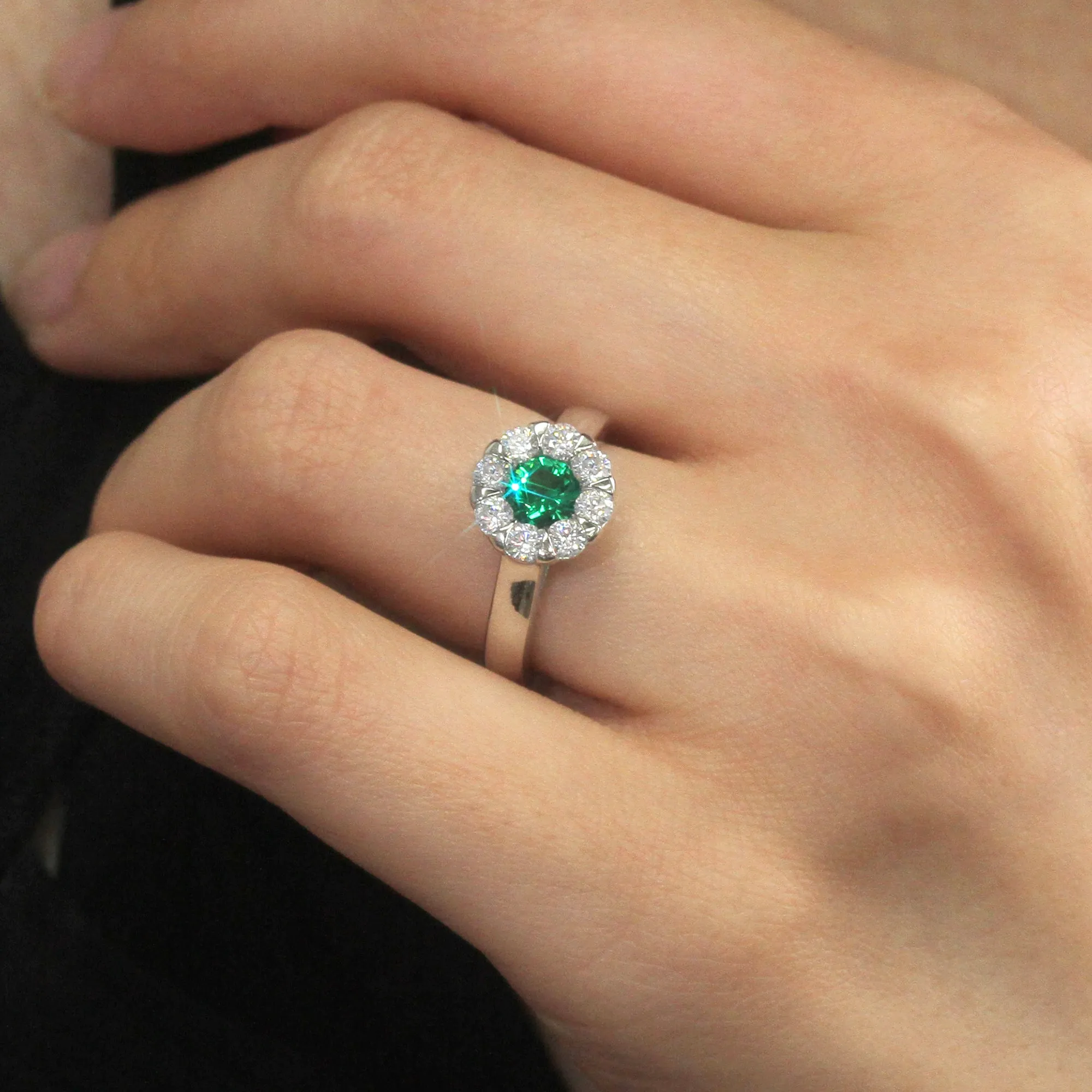Serene Blossom: Emerald Promise Ring