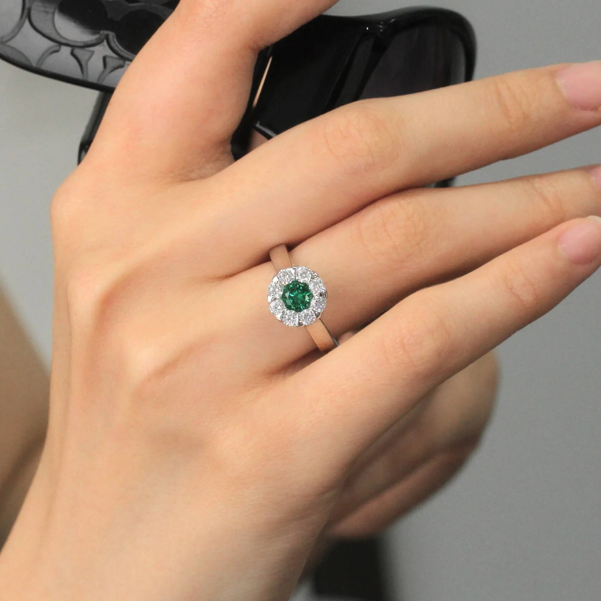 Serene Blossom: Emerald Promise Ring